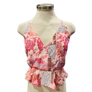 BTLF- life V Neck Floral Crop Top Size Small NEW